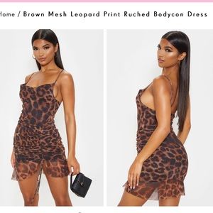 Pretty Little Thing Brown Mesh Dress